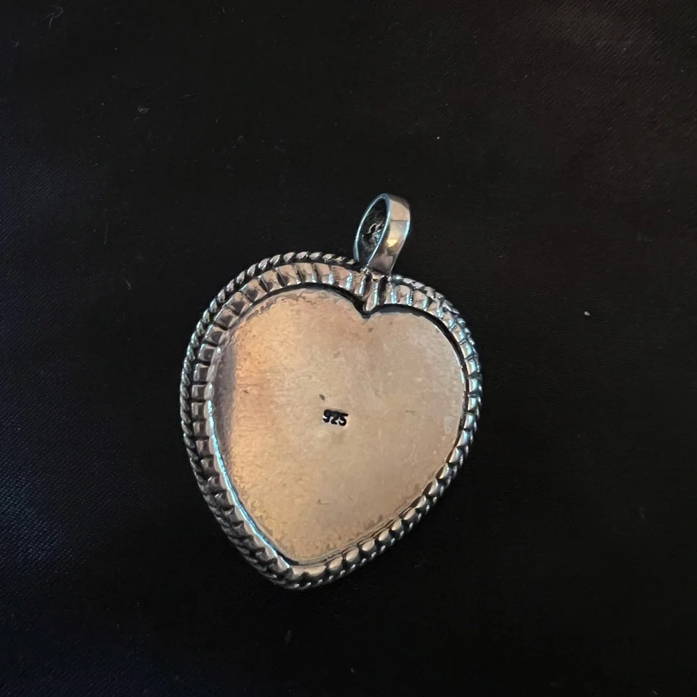 Vintage Heart Shape Dipped in Gold Sterling Heart with Red Cabachon Stone - Picture 3 of 4